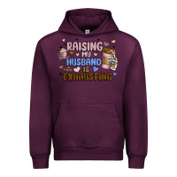 Mauve Wine raising my husband is exhausting Urban Hoodie - MaliasSmallBusiness