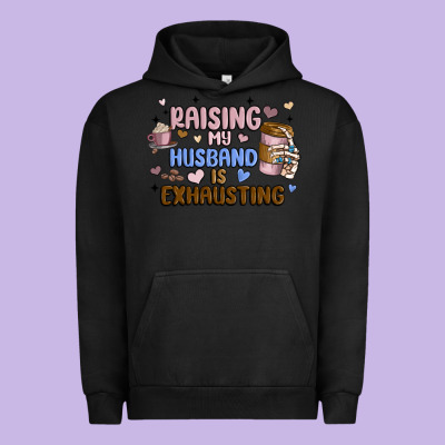 Raising My Husband Is Exhausting Urban Hoodie Designed By Maliassmallbusiness