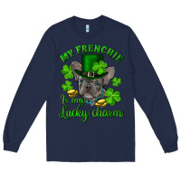 Navy st.patrick's day my french bulldog is my lucky charm Long Sleeve Tee - RanaPortraitStore