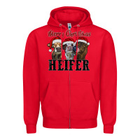 Red merry christmas heifer Zipper Hoodie - RanaPortraitStore