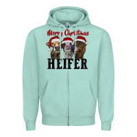 Seafoam merry christmas heifer Zipper Hoodie - RanaPortraitStore