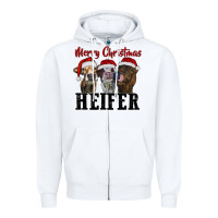 White merry christmas heifer Zipper Hoodie - RanaPortraitStore
