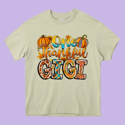 One Thankful Gigi Heavy Core Tee Designed By Cowhidedigitalart