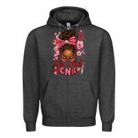 Charcoal Heather one loved cna afro messy bun Zipper Hoodie - texasbilliewilder