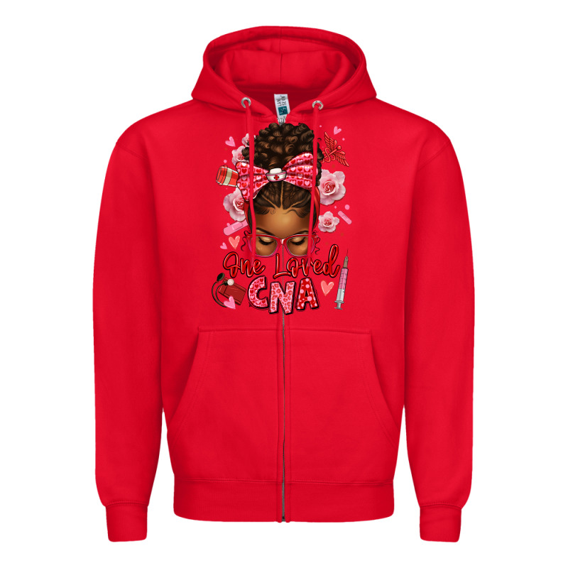 One Loved Cna Afro Messy Bun Zipper Hoodie by texasbilliewilder | Teevron