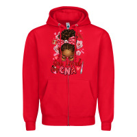 Red one loved cna afro messy bun Zipper Hoodie - texasbilliewilder