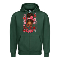 Sports Green one loved cna afro messy bun Zipper Hoodie - texasbilliewilder