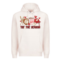 Pale Pink tis the season baseball Premium Hoodie - MaliasSmallBusiness