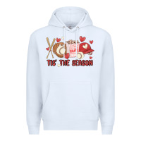 White tis the season baseball Premium Hoodie - MaliasSmallBusiness