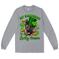 Heather Grey st.patrick's day my shepherd is my lucky charm Long Sleeve Tee - RanaPortraitStore