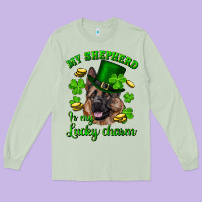 Long Sleeve Tee st.patrick's day my shepherd is my lucky charm