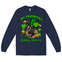 Navy st.patrick's day my shepherd is my lucky charm Long Sleeve Tee - RanaPortraitStore