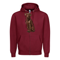 Burgundy labrador retriever Zipper Hoodie - RanaPortraitStore
