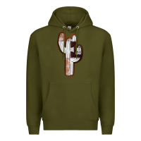 Army Green Leather Cowhide Cactus Premium Hoodie - RanaPortraitStore