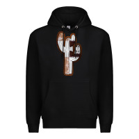Black Leather Cowhide Cactus Premium Hoodie - RanaPortraitStore