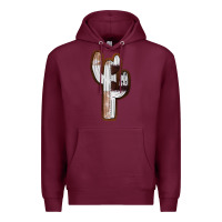 Burgundy Leather Cowhide Cactus Premium Hoodie - RanaPortraitStore