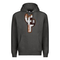 Charcoal Heather Leather Cowhide Cactus Premium Hoodie - RanaPortraitStore