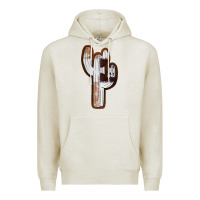 Oatmeal Heather Leather Cowhide Cactus Premium Hoodie - RanaPortraitStore