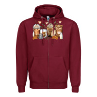 Burgundy latte coffee cups Zipper Hoodie - Zillion Design Studio