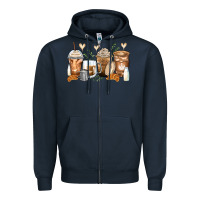 Navy latte coffee cups Zipper Hoodie - Zillion Design Studio