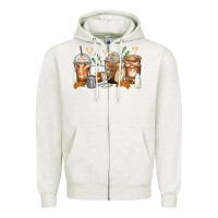 Oatmeal Heather latte coffee cups Zipper Hoodie - Zillion Design Studio