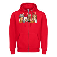 Red latte coffee cups Zipper Hoodie - Zillion Design Studio