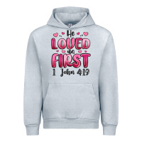 Heather Grey he loved us first 1 john 4 19 Urban Hoodie - MaliasSmallBusiness