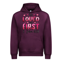 Mauve Wine he loved us first 1 john 4 19 Urban Hoodie - MaliasSmallBusiness