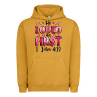Pigment Peanut Butter he loved us first 1 john 4 19 Urban Hoodie - MaliasSmallBusiness