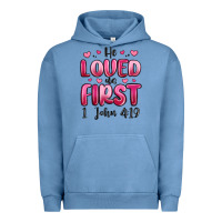 Pigment Pebble Blue he loved us first 1 john 4 19 Urban Hoodie - MaliasSmallBusiness