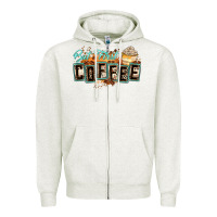 Oatmeal Heather but first coffee Zipper Hoodie - Zillion Design Studio