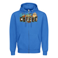True Royal but first coffee Zipper Hoodie - Zillion Design Studio