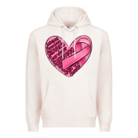 Pale Pink heart breast cancer Premium Hoodie - MaliasSmallBusiness