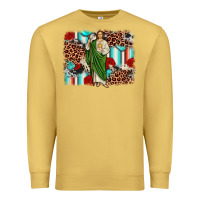 Antique Gold san judas leopard cowhide background Premium Sweatshirt - JahusDesignShop