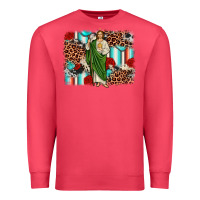 Cardinal san judas leopard cowhide background Premium Sweatshirt - JahusDesignShop
