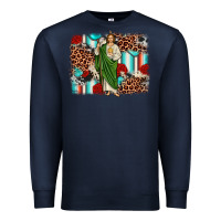 Navy san judas leopard cowhide background Premium Sweatshirt - JahusDesignShop