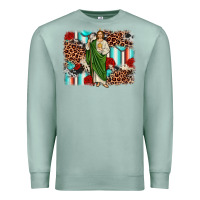 Seafoam san judas leopard cowhide background Premium Sweatshirt - JahusDesignShop