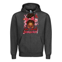 Charcoal Heather one loved supervisor afro messy bun Zipper Hoodie - texasbilliewilder