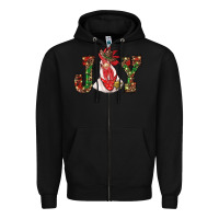 Black christmas joy with rooster Zipper Hoodie - RanaPortraitStore