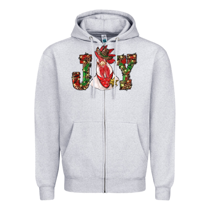 Christmas Joy With Rooster Zipper Hoodie by RanaPortraitStore | Teevron