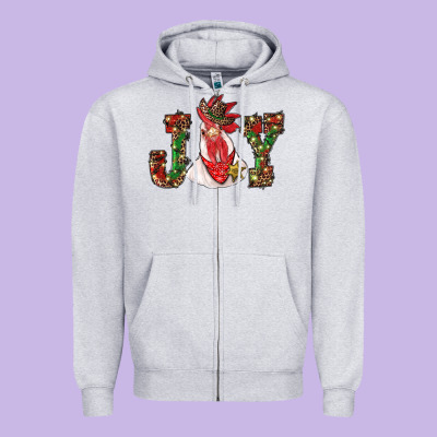 Christmas Joy With Rooster Zipper Hoodie Designed By Ranaportraitstore