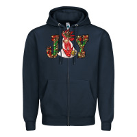 Navy christmas joy with rooster Zipper Hoodie - RanaPortraitStore