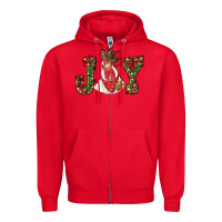 Red christmas joy with rooster Zipper Hoodie - RanaPortraitStore