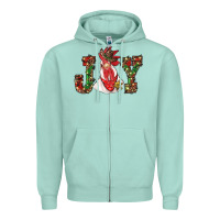 Seafoam christmas joy with rooster Zipper Hoodie - RanaPortraitStore