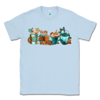 Dusty Blue Winter Coffee Cups Classic Tee - FaDigitalArtStudio