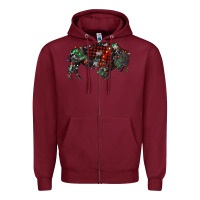 Burgundy christmas bison Zipper Hoodie - RanaPortraitStore