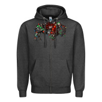 Charcoal Heather christmas bison Zipper Hoodie - RanaPortraitStore