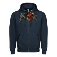 Navy christmas bison Zipper Hoodie - RanaPortraitStore