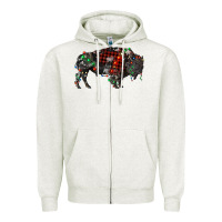Oatmeal Heather christmas bison Zipper Hoodie - RanaPortraitStore