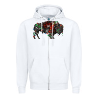 White christmas bison Zipper Hoodie - RanaPortraitStore